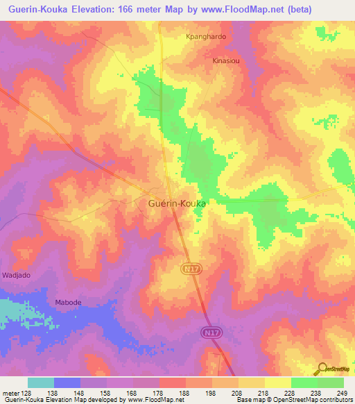 Guerin-Kouka,Togo Elevation Map