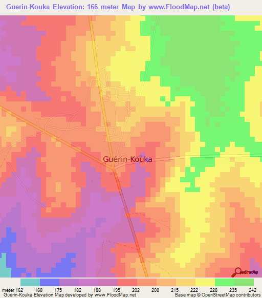 Guerin-Kouka,Togo Elevation Map