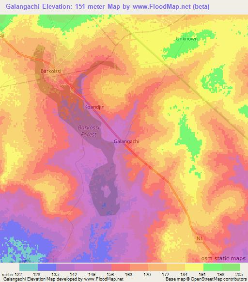 Galangachi,Togo Elevation Map