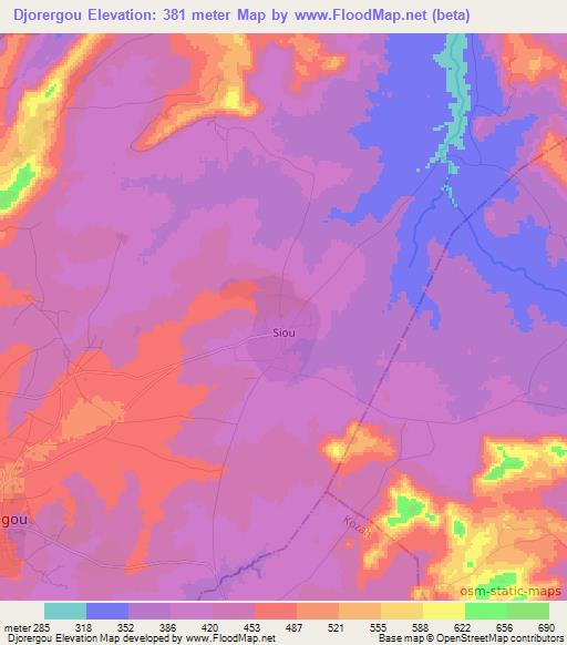 Djorergou,Togo Elevation Map