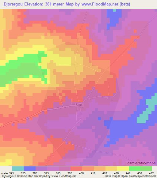 Djorergou,Togo Elevation Map