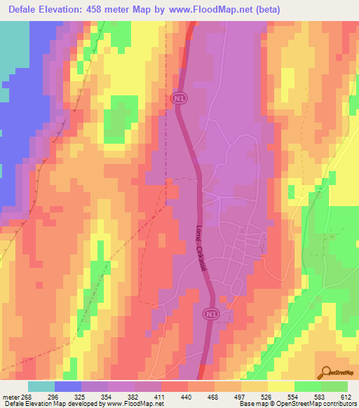 Defale,Togo Elevation Map