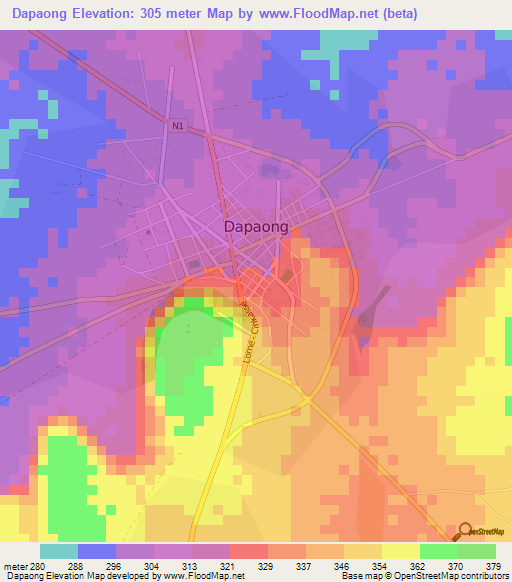 Dapaong,Togo Elevation Map