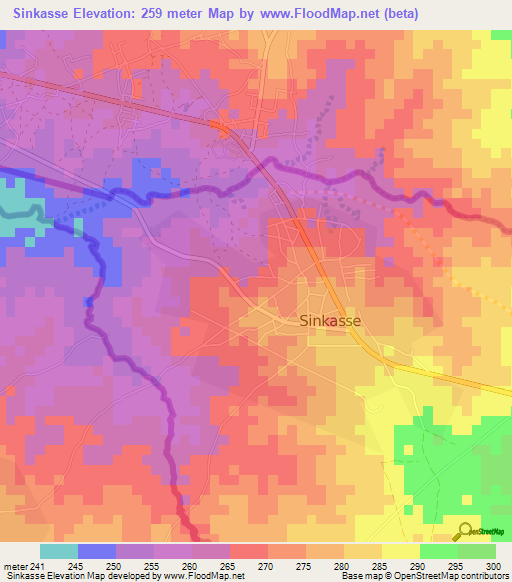 Sinkasse,Togo Elevation Map