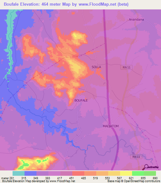 Boufale,Togo Elevation Map