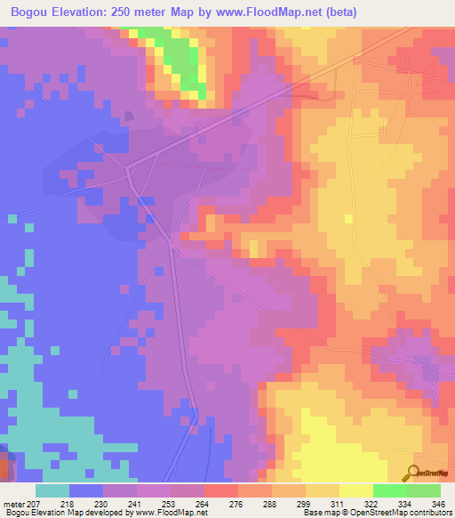 Bogou,Togo Elevation Map