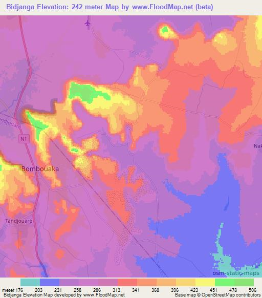 Bidjanga,Togo Elevation Map