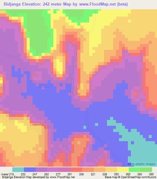 Bidjanga,Togo Elevation Map