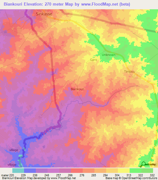 Biankouri,Togo Elevation Map