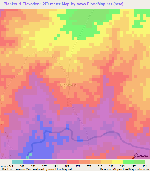 Biankouri,Togo Elevation Map