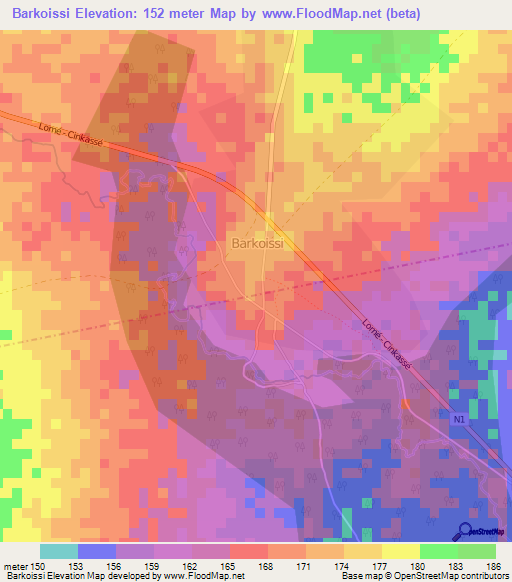 Barkoissi,Togo Elevation Map