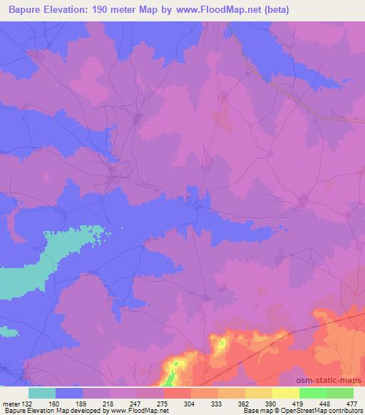 Bapure,Togo Elevation Map