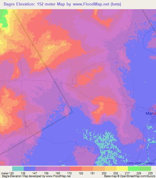 Bagre,Togo Elevation Map