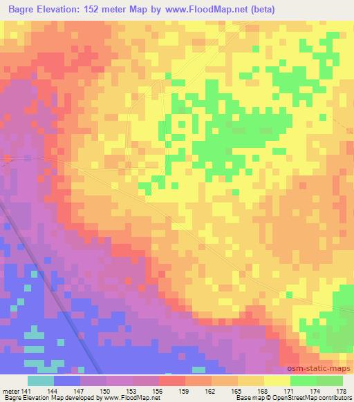 Bagre,Togo Elevation Map