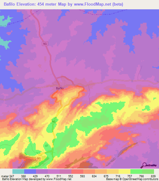 Bafilo,Togo Elevation Map