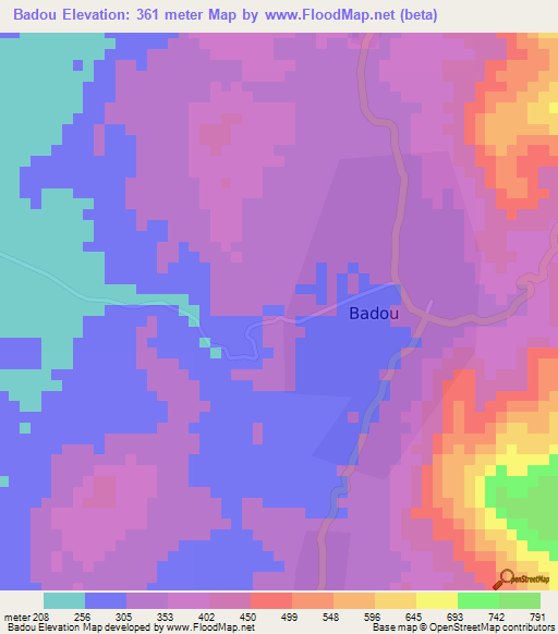 Badou,Togo Elevation Map