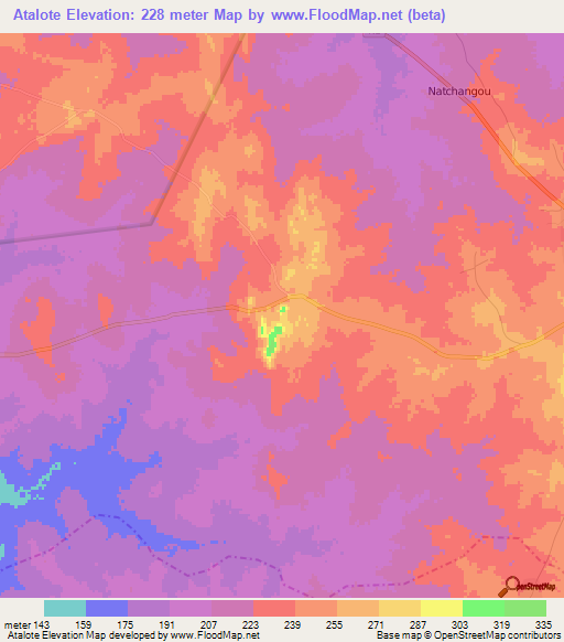 Atalote,Togo Elevation Map