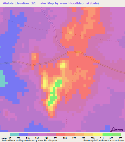 Atalote,Togo Elevation Map