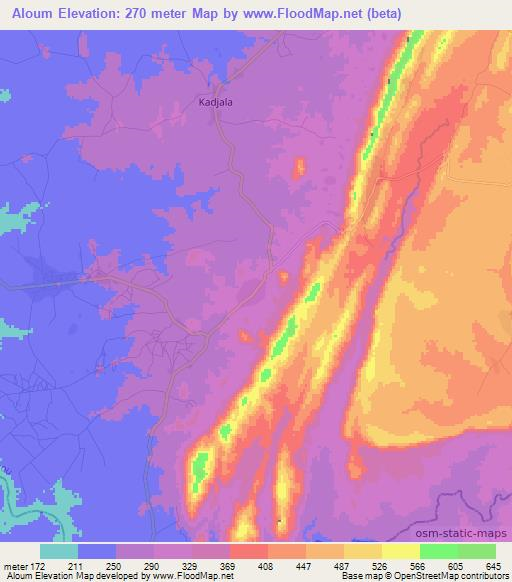 Aloum,Togo Elevation Map