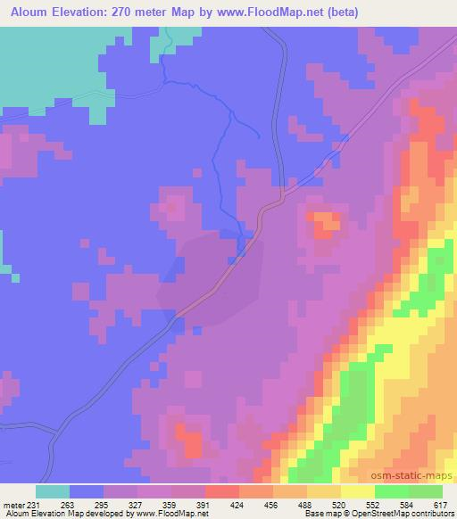 Aloum,Togo Elevation Map