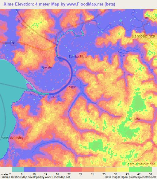 Xime,Guinea-Bissau Elevation Map