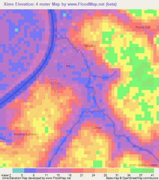 Xime,Guinea-Bissau Elevation Map