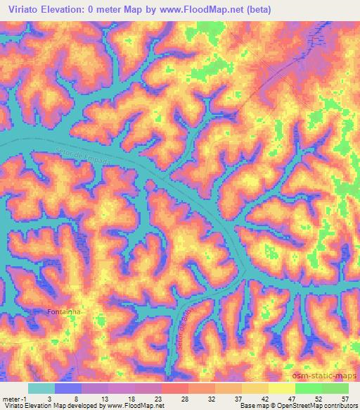 Viriato,Guinea-Bissau Elevation Map