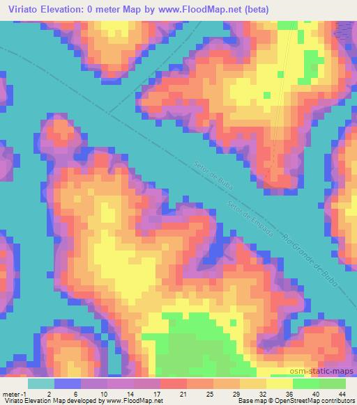 Viriato,Guinea-Bissau Elevation Map