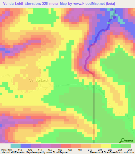 Vendu Leidi,Guinea-Bissau Elevation Map