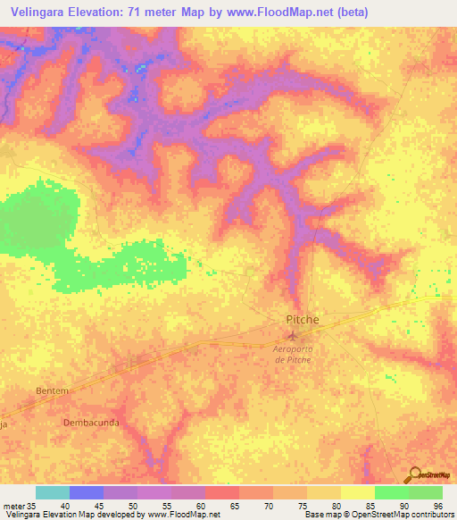 Velingara,Guinea-Bissau Elevation Map