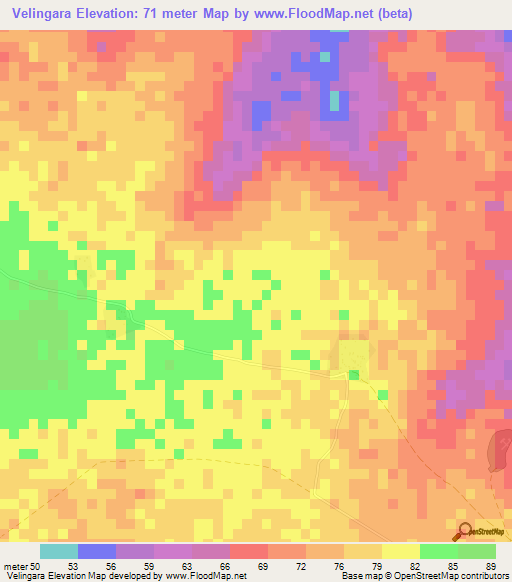 Velingara,Guinea-Bissau Elevation Map