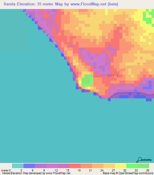 Varela,Guinea-Bissau Elevation Map