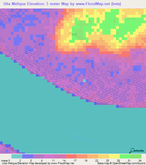 Utia Melique,Guinea-Bissau Elevation Map