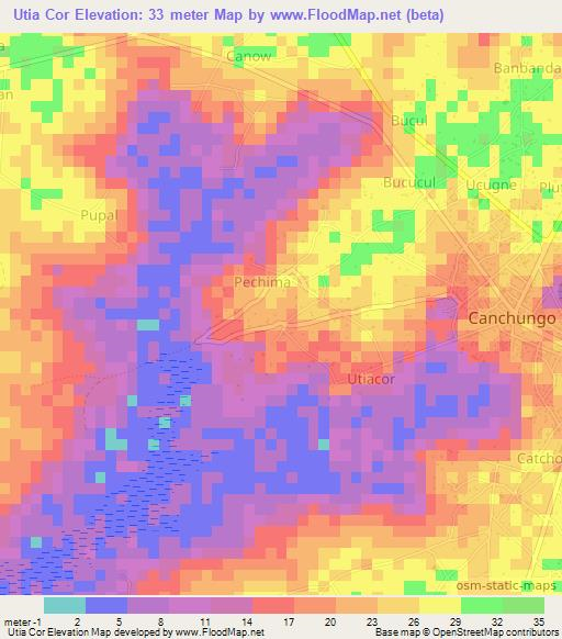 Utia Cor,Guinea-Bissau Elevation Map