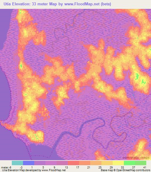 Utia,Guinea-Bissau Elevation Map