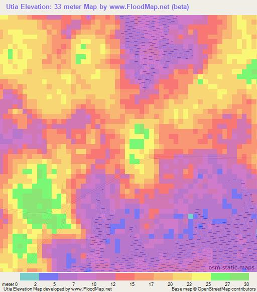 Utia,Guinea-Bissau Elevation Map