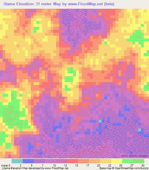 Utama,Guinea-Bissau Elevation Map