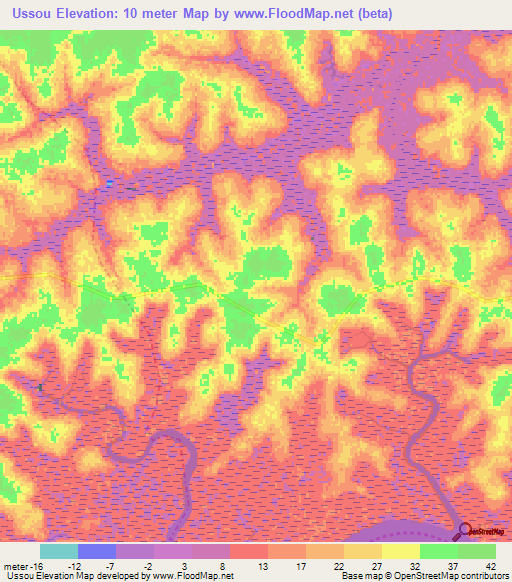 Ussou,Guinea-Bissau Elevation Map