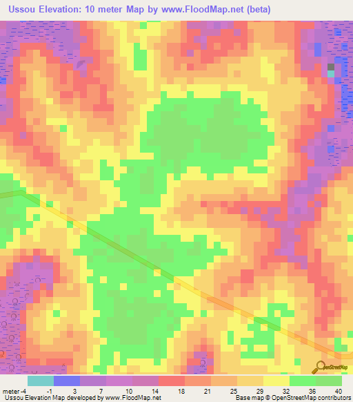 Ussou,Guinea-Bissau Elevation Map