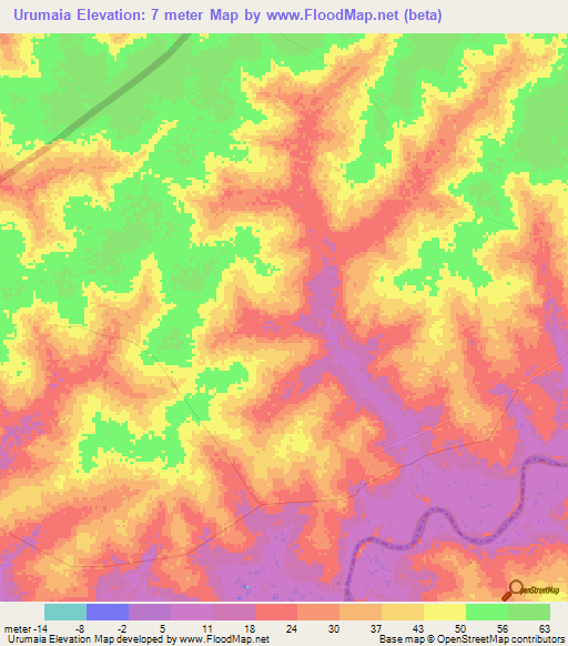 Urumaia,Guinea-Bissau Elevation Map