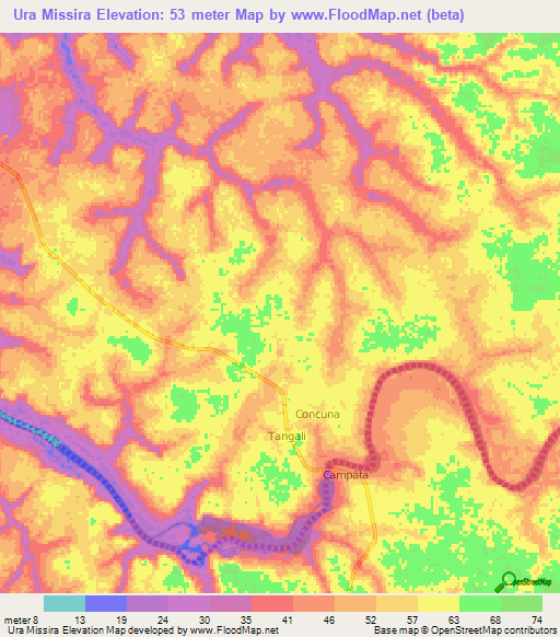 Ura Missira,Guinea-Bissau Elevation Map