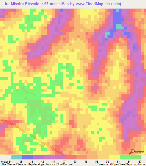 Ura Missira,Guinea-Bissau Elevation Map