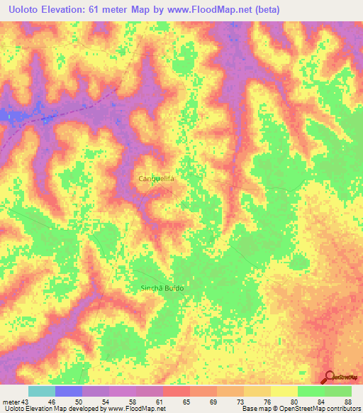 Uoloto,Guinea-Bissau Elevation Map