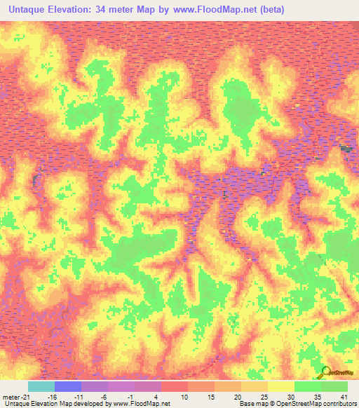 Untaque,Guinea-Bissau Elevation Map