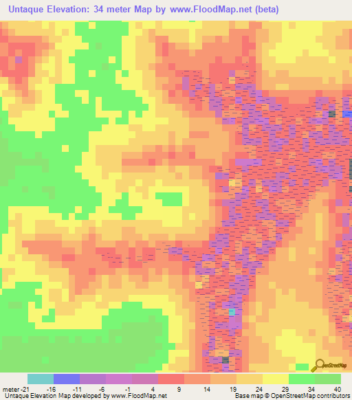 Untaque,Guinea-Bissau Elevation Map