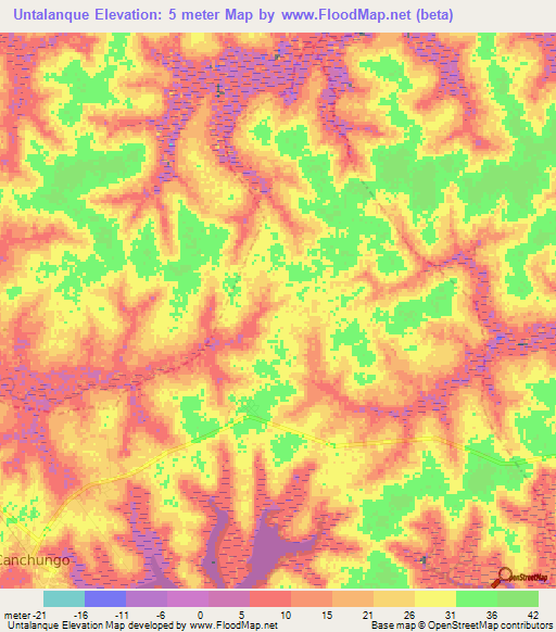 Untalanque,Guinea-Bissau Elevation Map