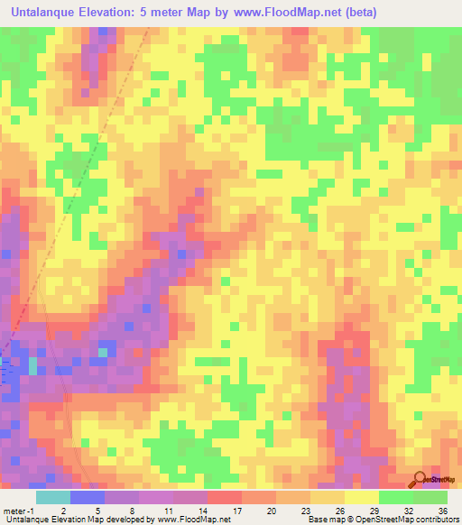 Untalanque,Guinea-Bissau Elevation Map