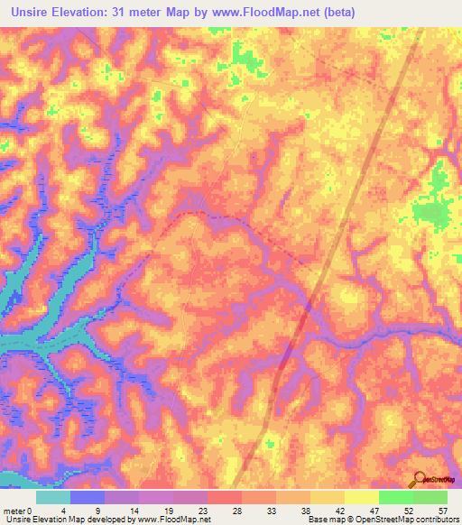 Unsire,Guinea-Bissau Elevation Map