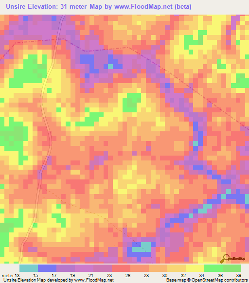 Unsire,Guinea-Bissau Elevation Map