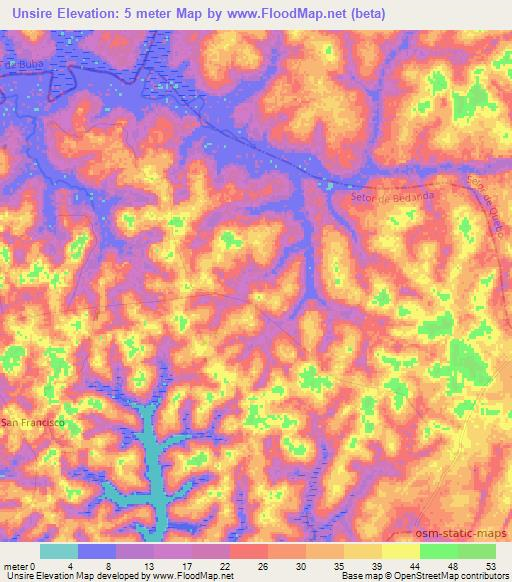 Unsire,Guinea-Bissau Elevation Map